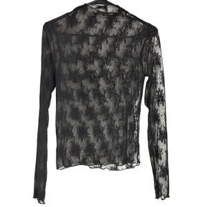 Black Sheer Long Sleeve Zenana Top - Size Small